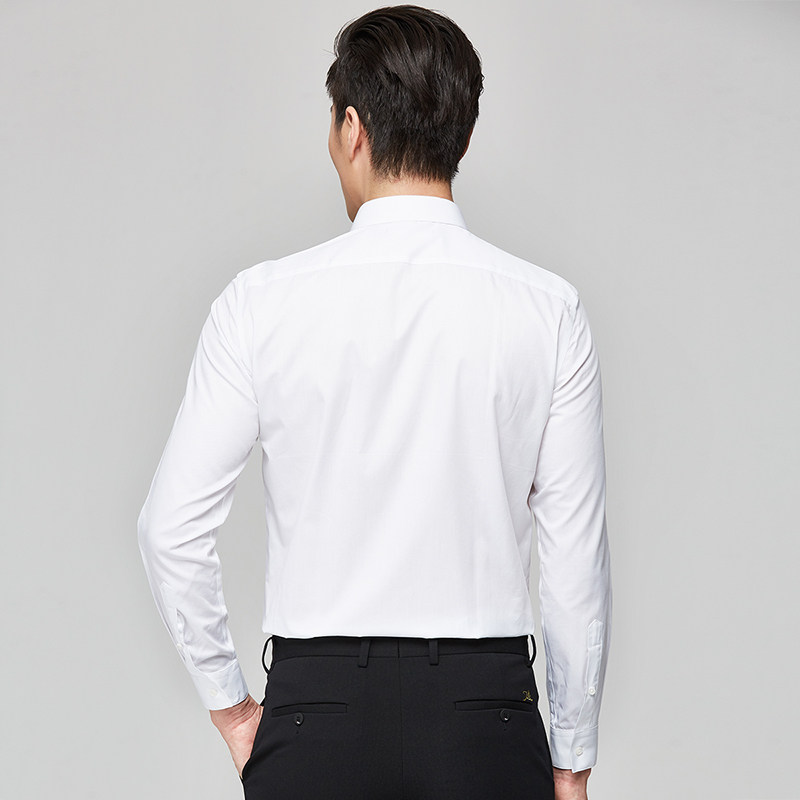 才子男装白色男士长袖秋季纯色衬衫 才子亚美衬衫