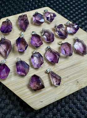 好记水晶紫黄晶塔山随形吊坠s925银镶嵌小众时尚高级精致感随机发