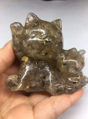 好记滴胶母子招财猫紫水晶
