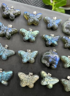 好记水晶彩拉长蝴蝶吊坠项链锁骨链配饰s925银镶嵌随机发送朋友