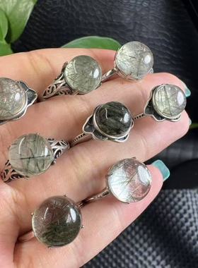 好记水晶绿发晶戒指s925银镶嵌简约时尚高级精致感随机发送家人