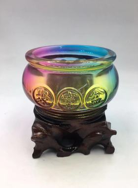 好记水晶琉璃碗聚宝盆摆件