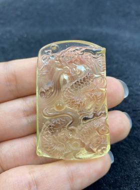 好记水晶黄水晶龙吊坠项链毛衣链锁骨链配饰送朋友生日礼物