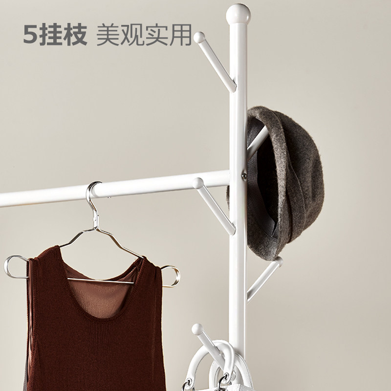 简易晾衣架落地卧室挂衣架单杆式衣帽架家用衣服架折叠室内晾衣杆_虎窝淘