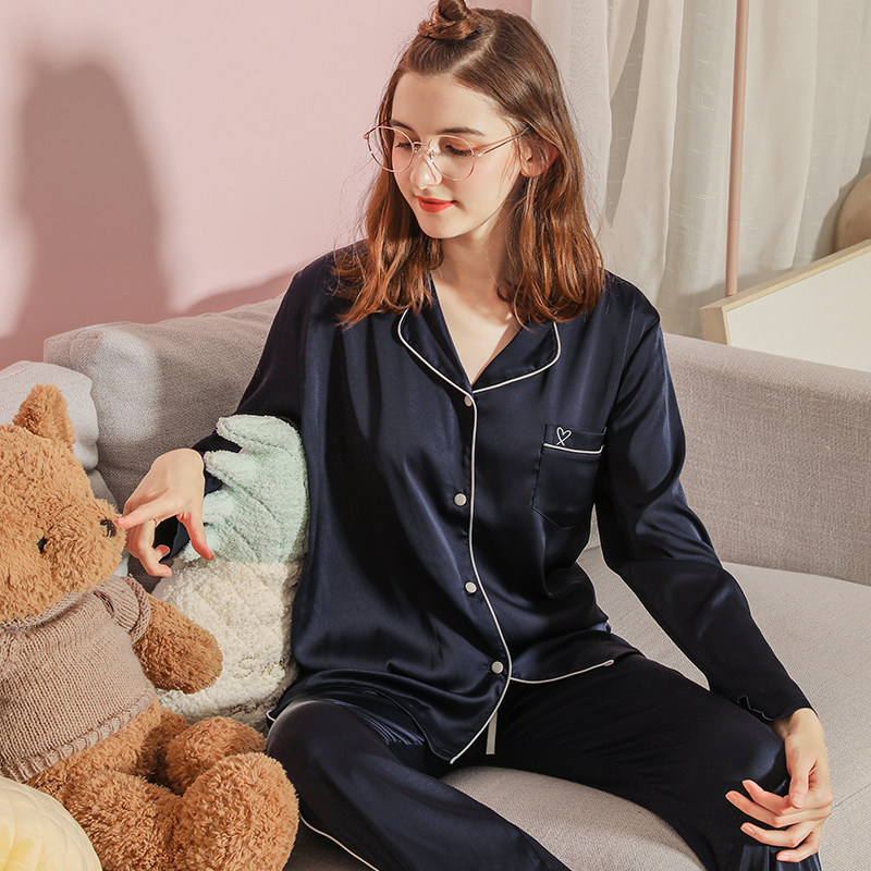 冰丝春秋款情侣丝绸长袖男士睡衣 nornimor睡衣/家居服套装