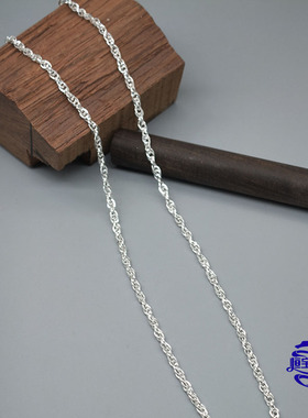 足银999纯银水波项链男女