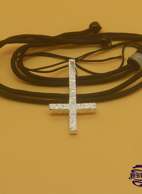 足银999倒向实心十字架项链