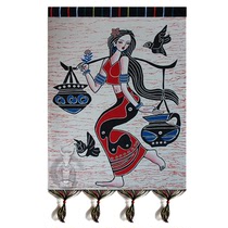 Miao imitates wax-dyed cloth to draw ethnic minority characteristic pattern Double-layer mural Miao ethnic Dai ethnic Dai 56 * 78cm