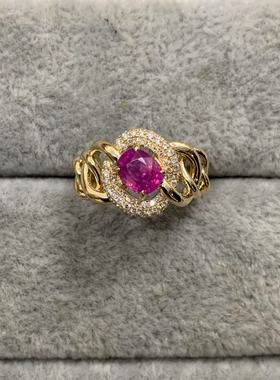 18K金镶嵌定制粉尖晶钻石戒指