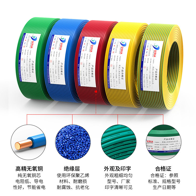 国标bv2.5平方zr4电线家用电缆线 安润达亚凯单芯线