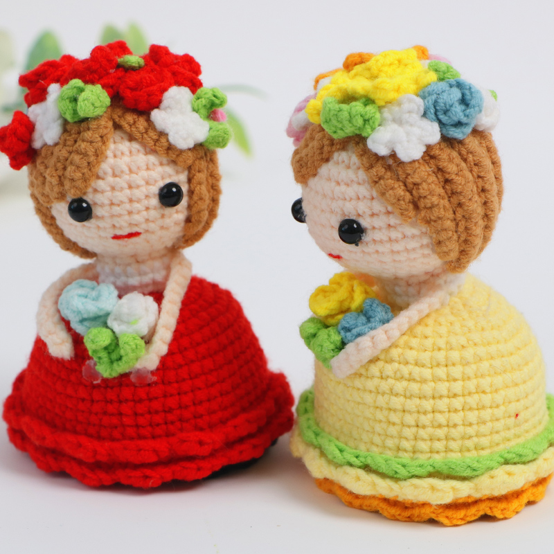 变身新娘手捧花材料包手工编织diy毛线翻转花束变装公主娃娃成品 - 图3