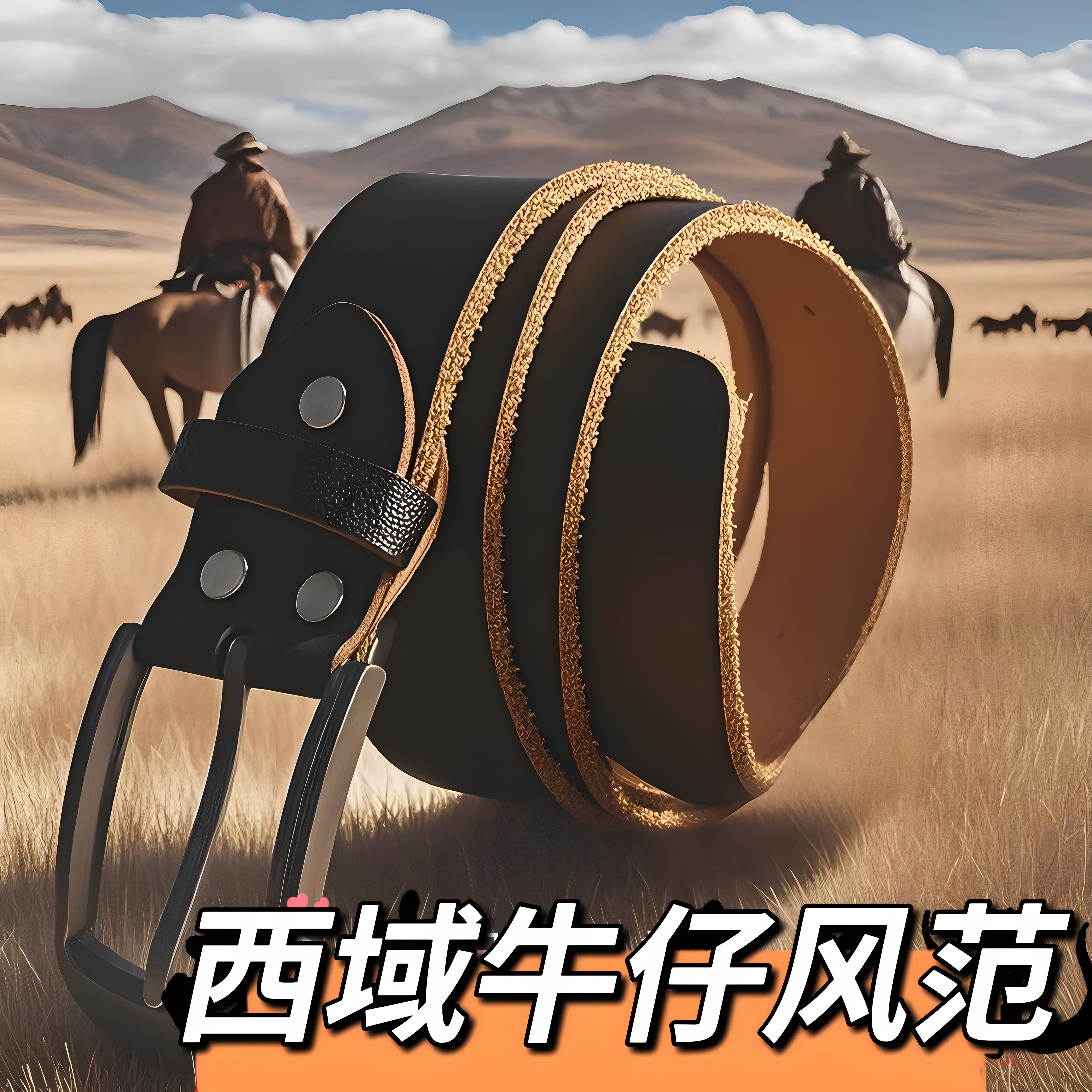 100%正宗手工纯皮真牛皮带电工牛仔裤带条带孔腰带男复古针扣打孔 - 图3