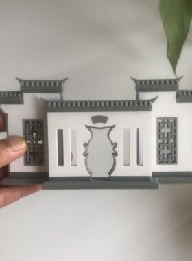 仿古创意微景观假山古建筑微缩景观摆件造景桌面中式花窗树脂模型