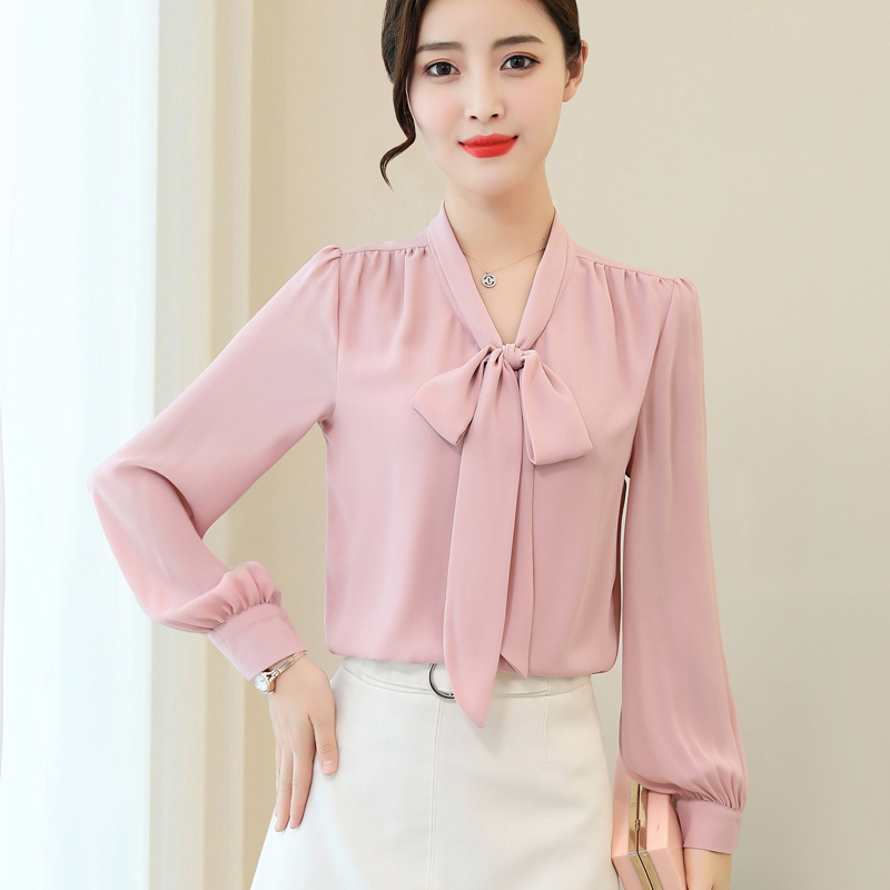 漫娜儿旗舰店漫娜儿夏季新款雪纺衬衫女装韩范蝴蝶结气质上衣时尚显瘦衬衣0