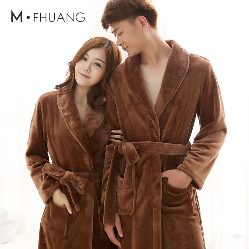 冬季情侣加长款男士秋法兰绒睡衣 美凤凰睡袍/浴袍