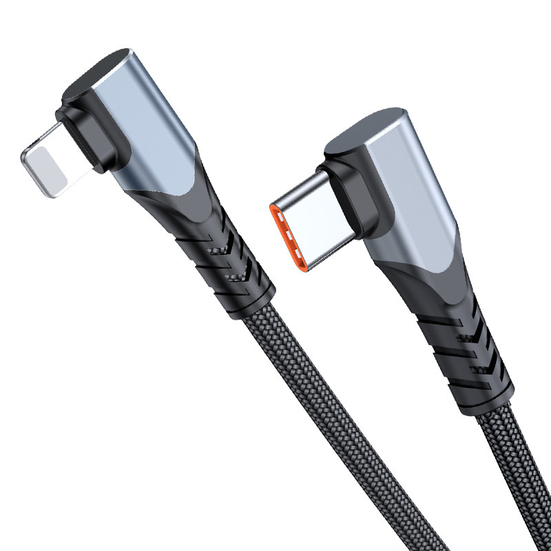 手机双头弯头数据线Type-C to Lighting接口充电宝便携超短线0.4m移动电源充电器PD快充拐弯车载互联carplay_虎窝淘