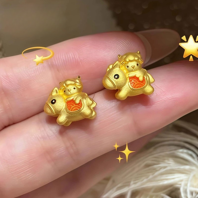999足金六合生肖马羊转运珠黄金小绵羊小金马宝宝本命年红绳手链,淘宝优惠券,粉丝福利购,淘宝优惠卷
