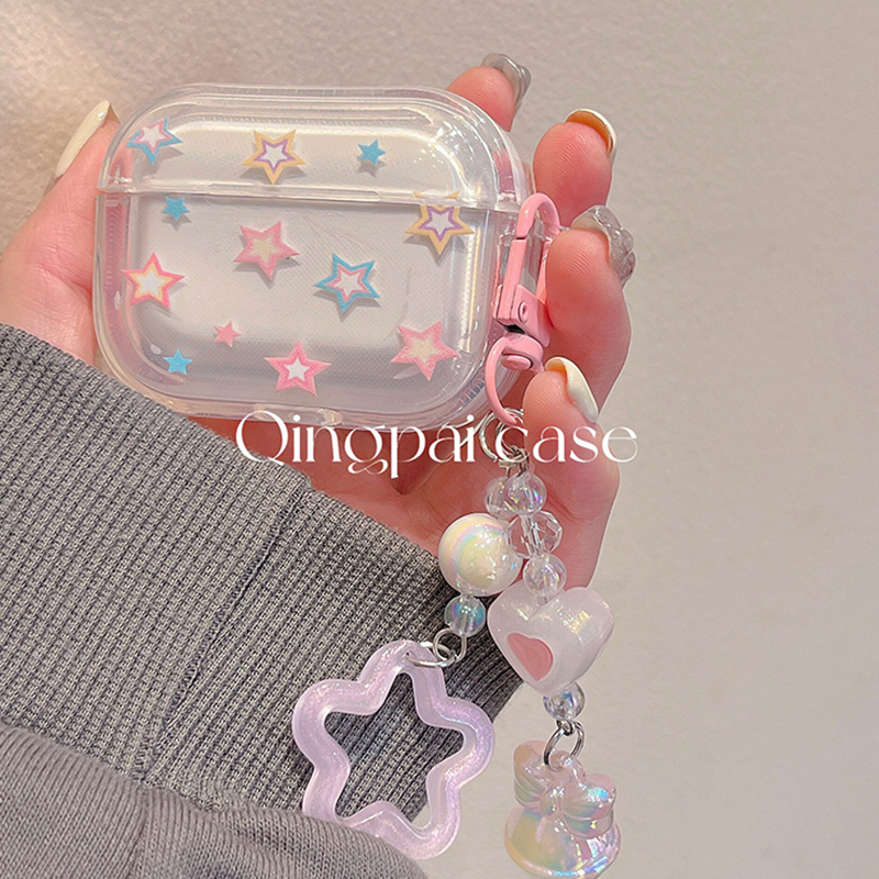 轻派适用airpods3保护套少女粉色星星挂件airpodspro2耳机套二代透明苹果无线蓝牙airpods2软壳耳机盒三代套