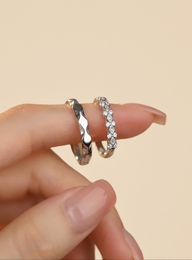 情侣对戒LOTA纯银925为爱加冕男女轻奢高级感生日礼物开口戒指