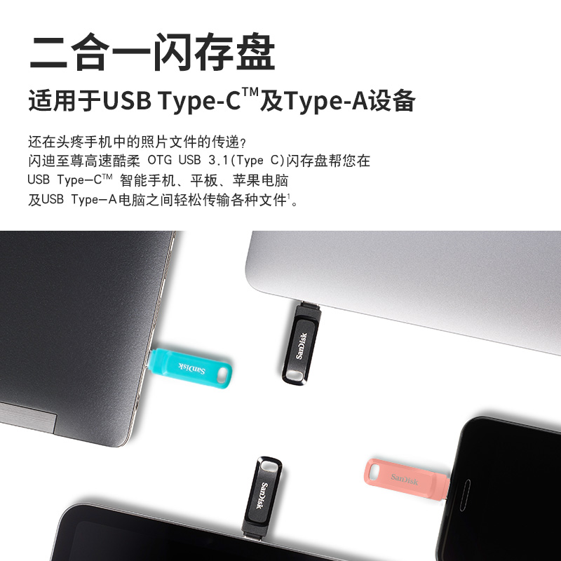 闪迪type-c手机u盘512g 双接口加密高速u盘256g电脑优盘otg外接头 - 图1