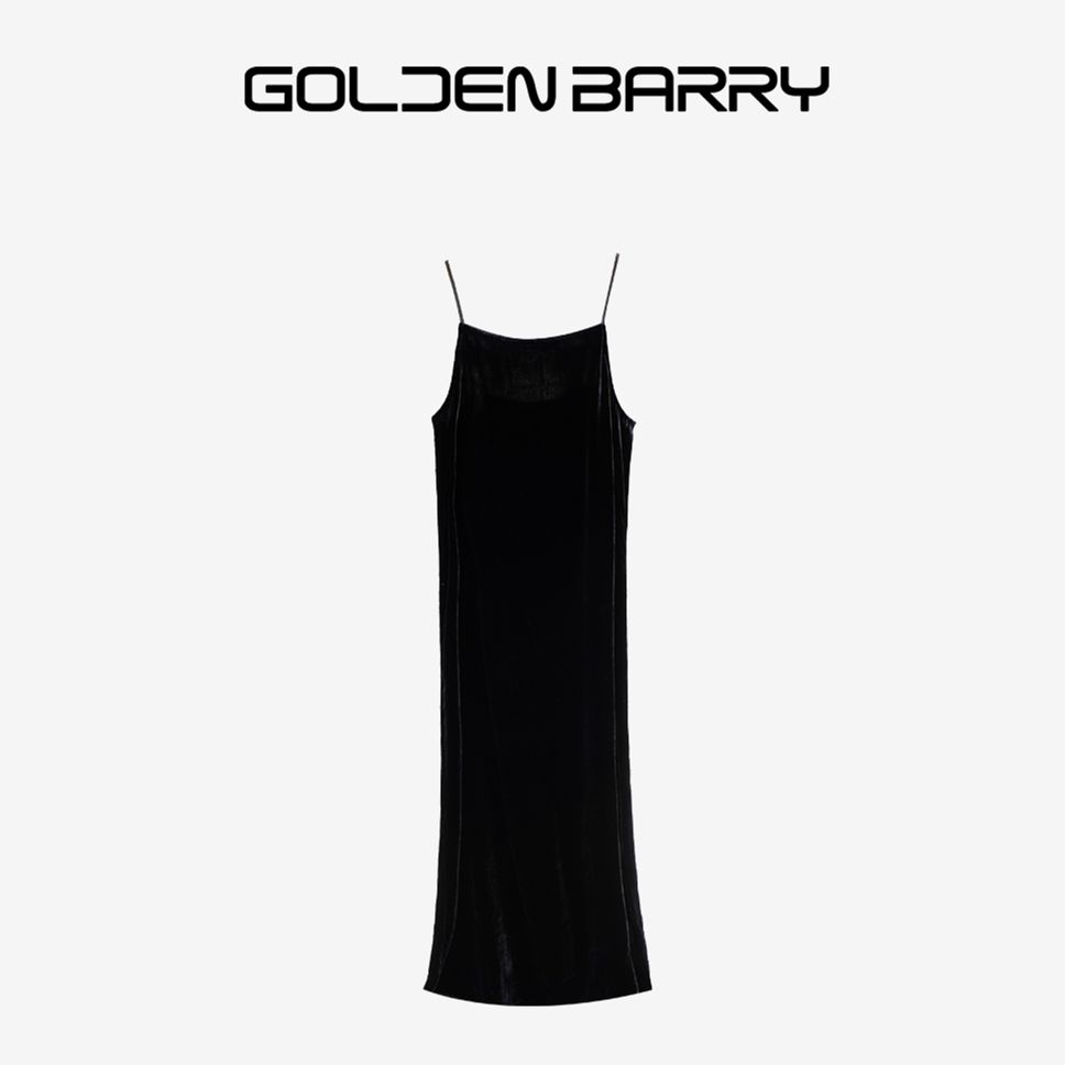 金和百瑞|GOLDEN BARRY|303048真丝丝绒百搭吊带时尚气质连衣裙 - 图0