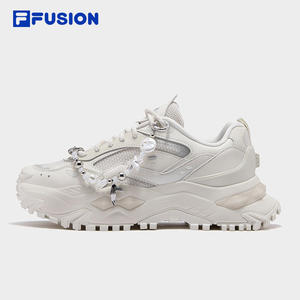 硬糖丨FILA FUSION 斐乐老爹鞋网面透气白色女鞋厚底增高鞋子T12W621002F
