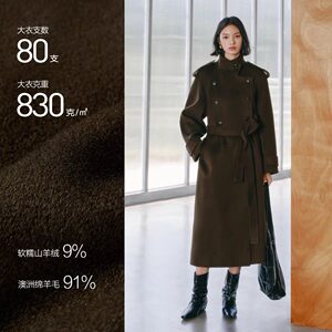 大衣-【张婧仪同款】太平鸟商场甄绒系列人生大衣风衣女A1AAF4230