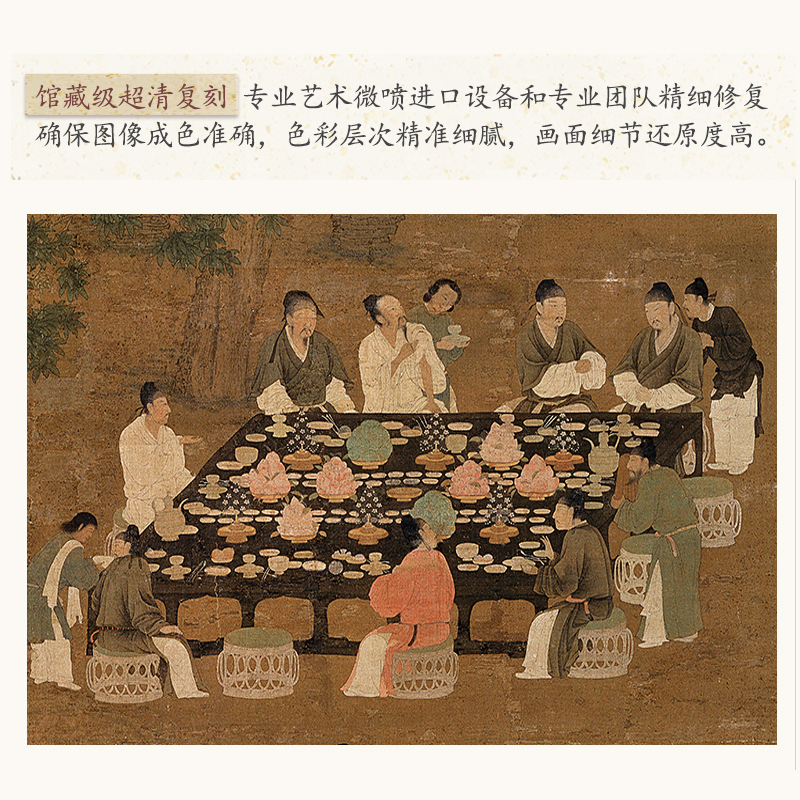 宋代赵佶宋徽宗文会图古代名家字画卷轴挂画中式玄关茶室竖版挂画-图0