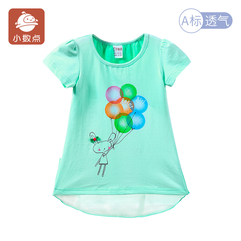 小数点童装女童t恤韩版夏季童装卡通女童短袖儿童T恤宝宝上衣 - 图0