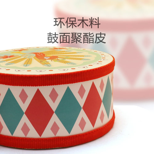 宝宝手敲鼓木制双面鼓儿童打击乐器军鼓手拍铃鼓早教音乐玩具小鼓 - 图1