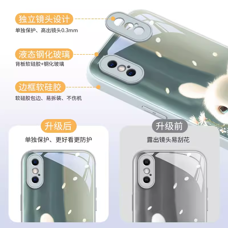 适用苹果x手机壳iphonex手机套iphonexsmax玻璃xsamx男10网红iponex超薄xmax女iPhonexr兔子xr新款xsxmax十 - 图1