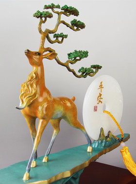 一鹿平安玄关平安扣玉石新中式