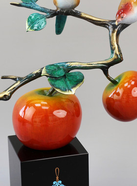 搬家酒柜平安喜乐摆件全铜新中式