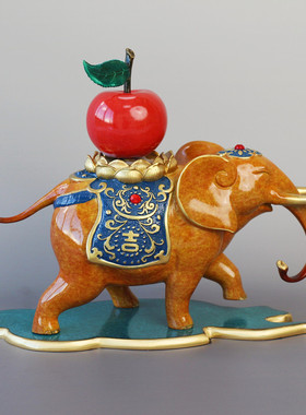 平安大象摆件玄关全铜装饰新中式