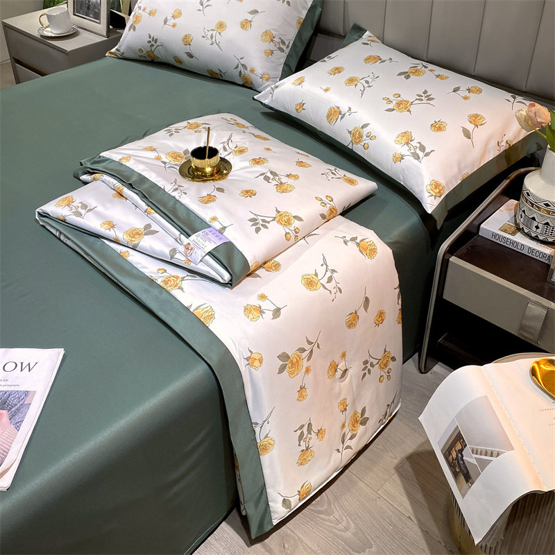 可机洗冰丝夏季单人四件套夏被 艾云化纤被