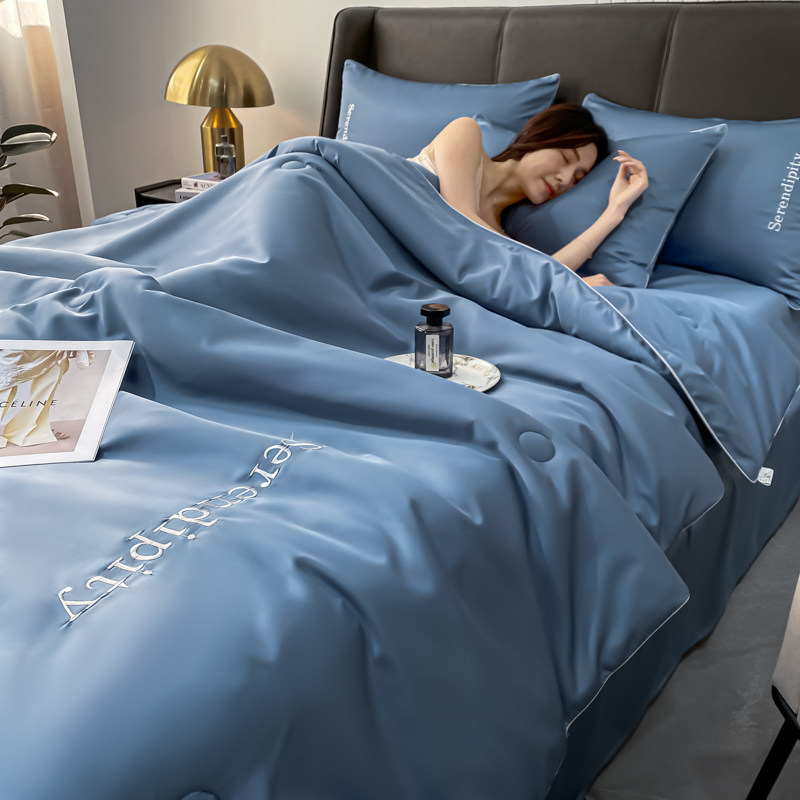 大豆纤维冰丝四件套可水洗天薄被子 艾云化纤被