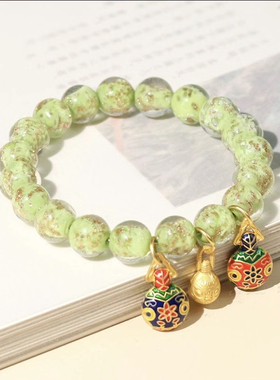 北京潘家园夜光多宝金沙琉璃珠子手链吞金兽转运珠女款手串饰品