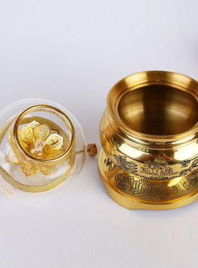 聚佛堂 莲花进宝调光油灯 纯铜佛具供灯佛具佛堂用品酥油灯