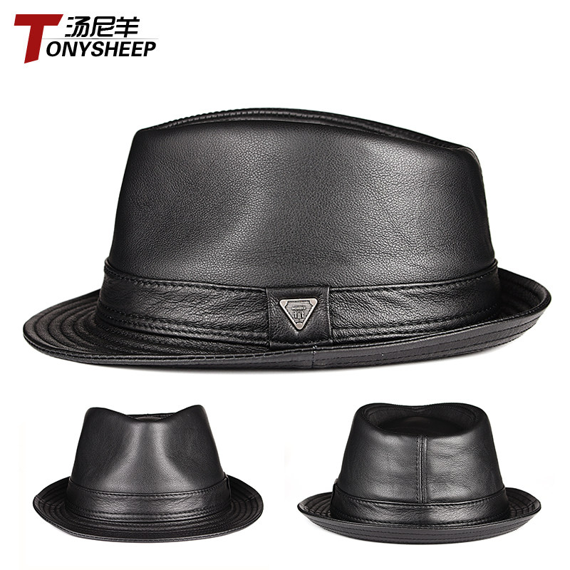 秋冬季男士真皮绅士礼帽中老年爸爸英伦牛皮爵士帽老头老人复古帽,淘宝优惠券,粉丝福利购,淘宝优惠卷