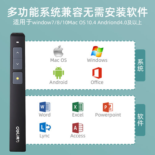 得力翻页笔ppt激光无线遥控投影笔教师讲课用多功能电脑通用教鞭 - 图0