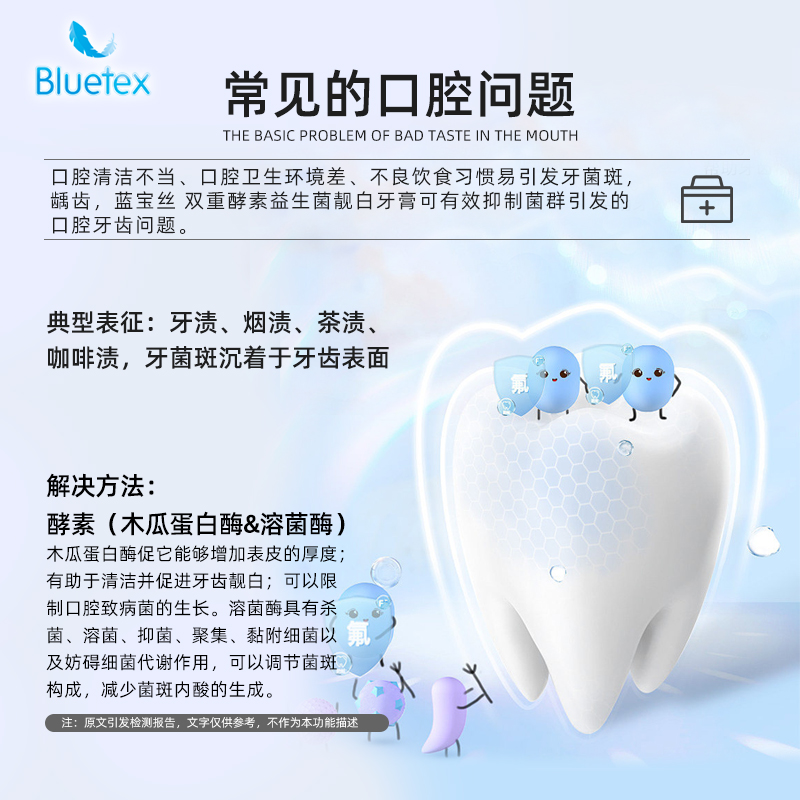 Bluetex含氟双重酵素益生菌靓白牙膏口臭男女专用官方正品旗舰店 - 图0