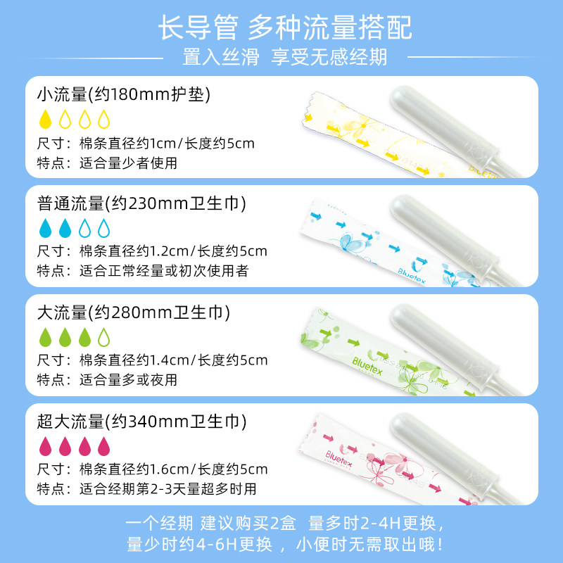 蓝宝丝德国进口卫生棉条长塞月亮杯 bluetex卫生棉条
