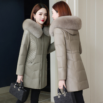 2023 new Hainen genuine leather fur coat duvet jacket with sheep pippa fur jacket garnter thickened