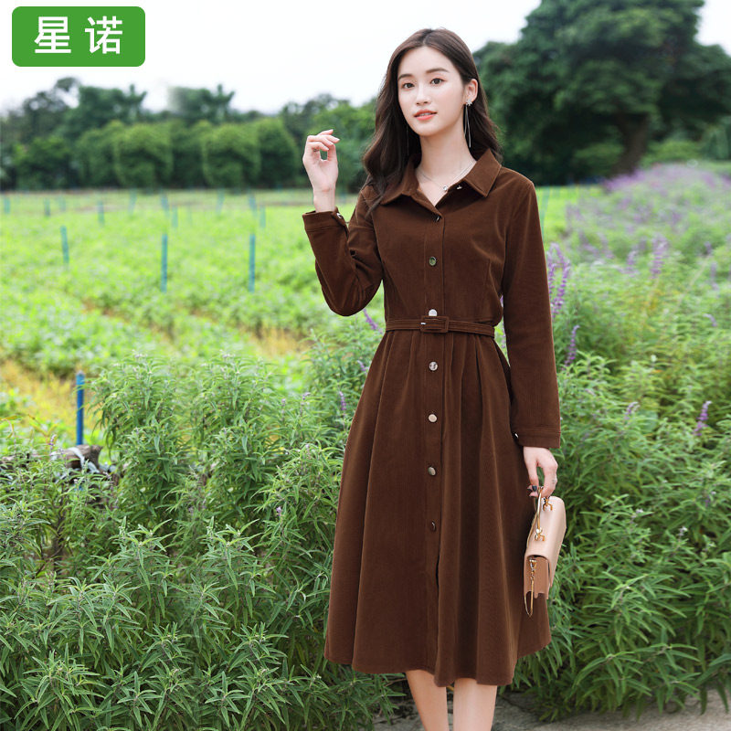 2022新款高级感复古中长款秋冬裙子 星诺连衣裙