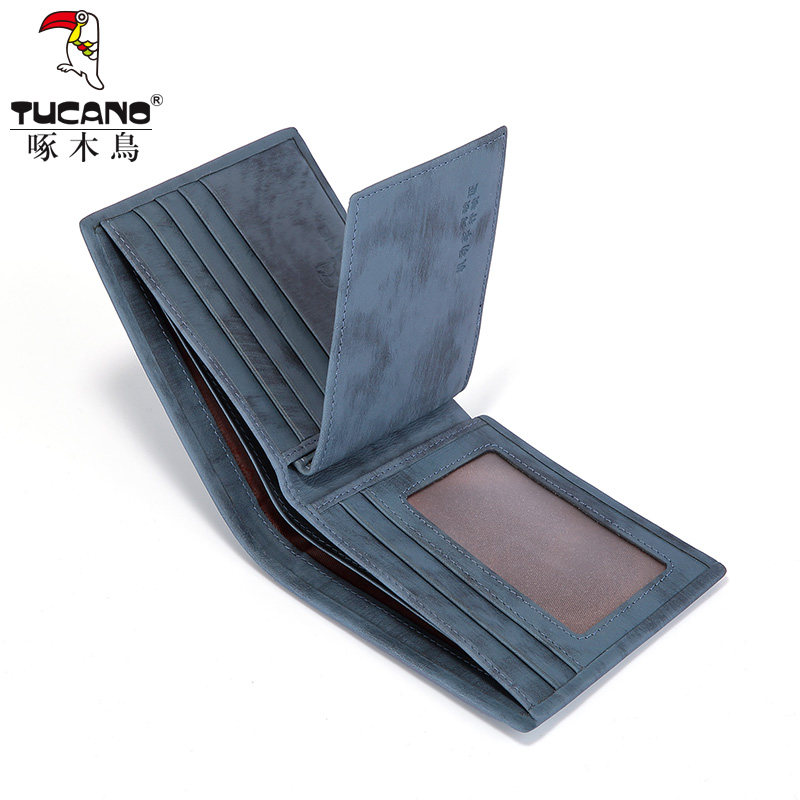 啄木鸟男士短款真皮男款定制土钱包 啄木鸟乒乒乓钱包