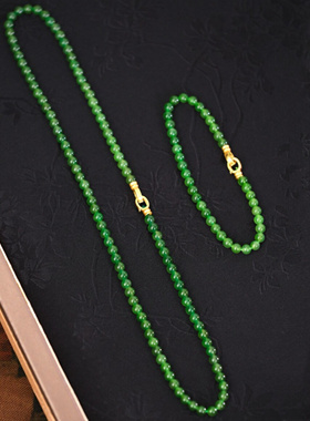 天然俄罗斯和田玉碧玉项链菠菜绿锁骨链万能链手链拼接长款毛衣链