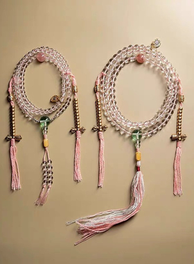 双A净体天然白水晶佛珠手链手串正品圆珠多圈108颗手持念珠小众女