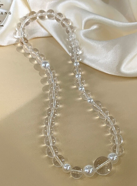 月影流光AA级天然白水晶手串海水澳白珍珠手链双圈多戴清冷感女款