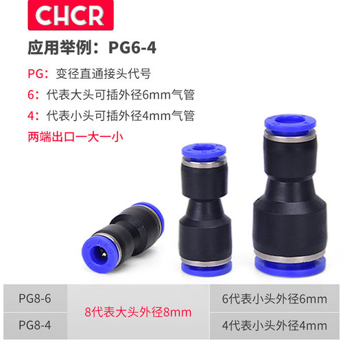 气管快速接头直接PG直通变径PG8-6/6-4/10-08/12-10/16-12MM - 图1