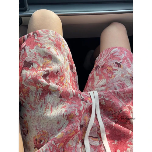 V37美式夏威夷海滩度假运动短裤男夏季潮牌花卉满印休闲五分裤子 - 图2